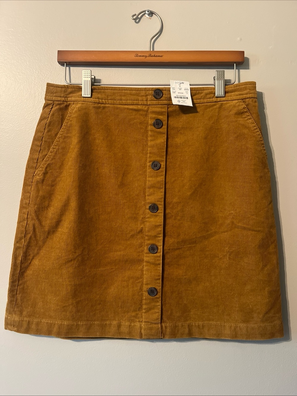 NWT! New With Tags. Women’s J.Crew Size 14 Camel Color Corduroy Button Skirt